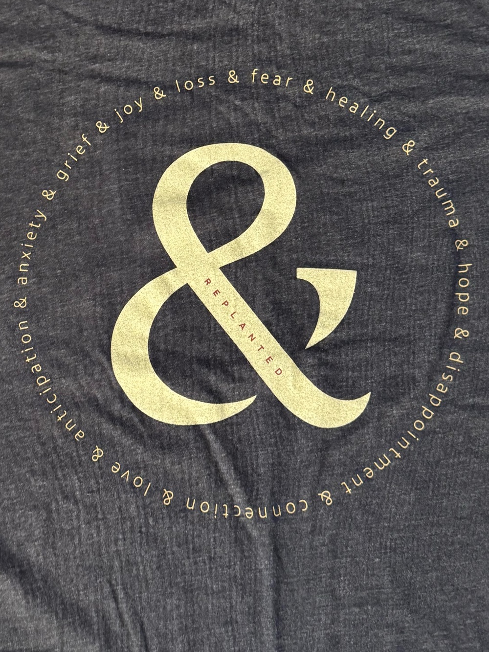 Unisex Charcoal Graphic Tee with Gold Ampersand